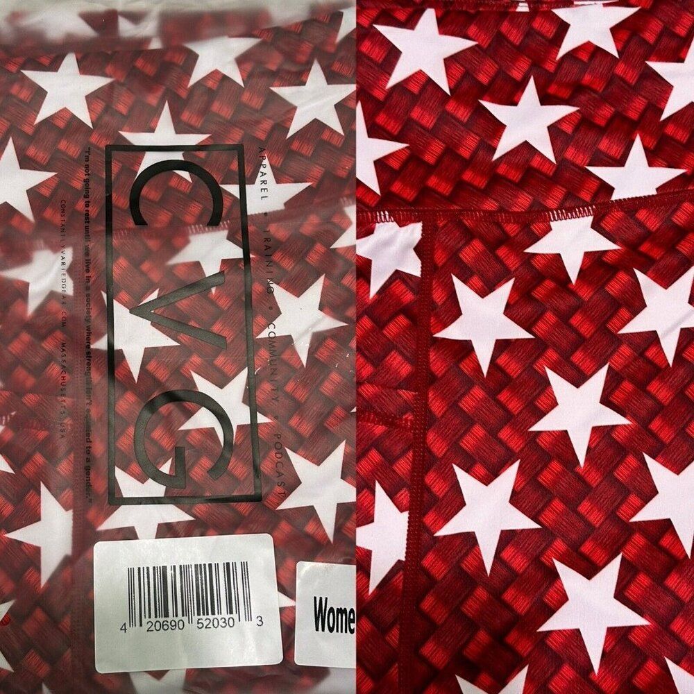 NEW Constantly Varied Gear CVG XL Crossfit Legging Retired Full Red Stars